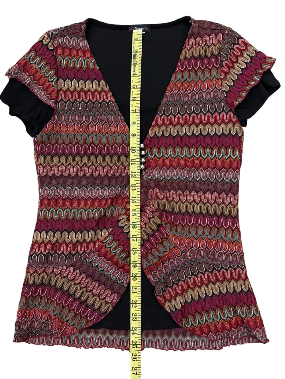 Y2K Wave Chevron Mesh Layered Top 2 Piece Boho Festival Pink Purple Small